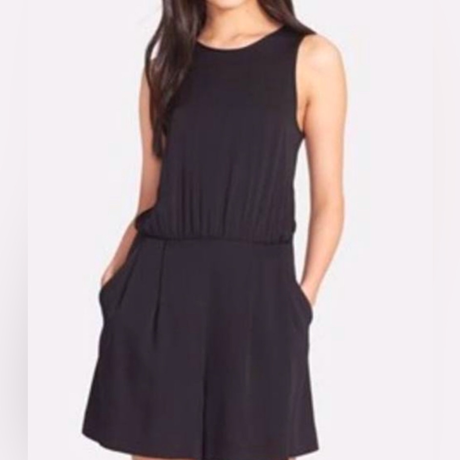 Milly Blouson Shorts Romper. Back Zip. Open Back With Two Hook And Eye Closures